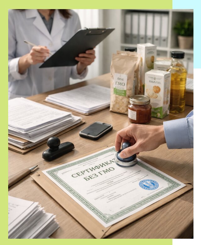 Получение сертификата Без ГМО для продукции в Азове